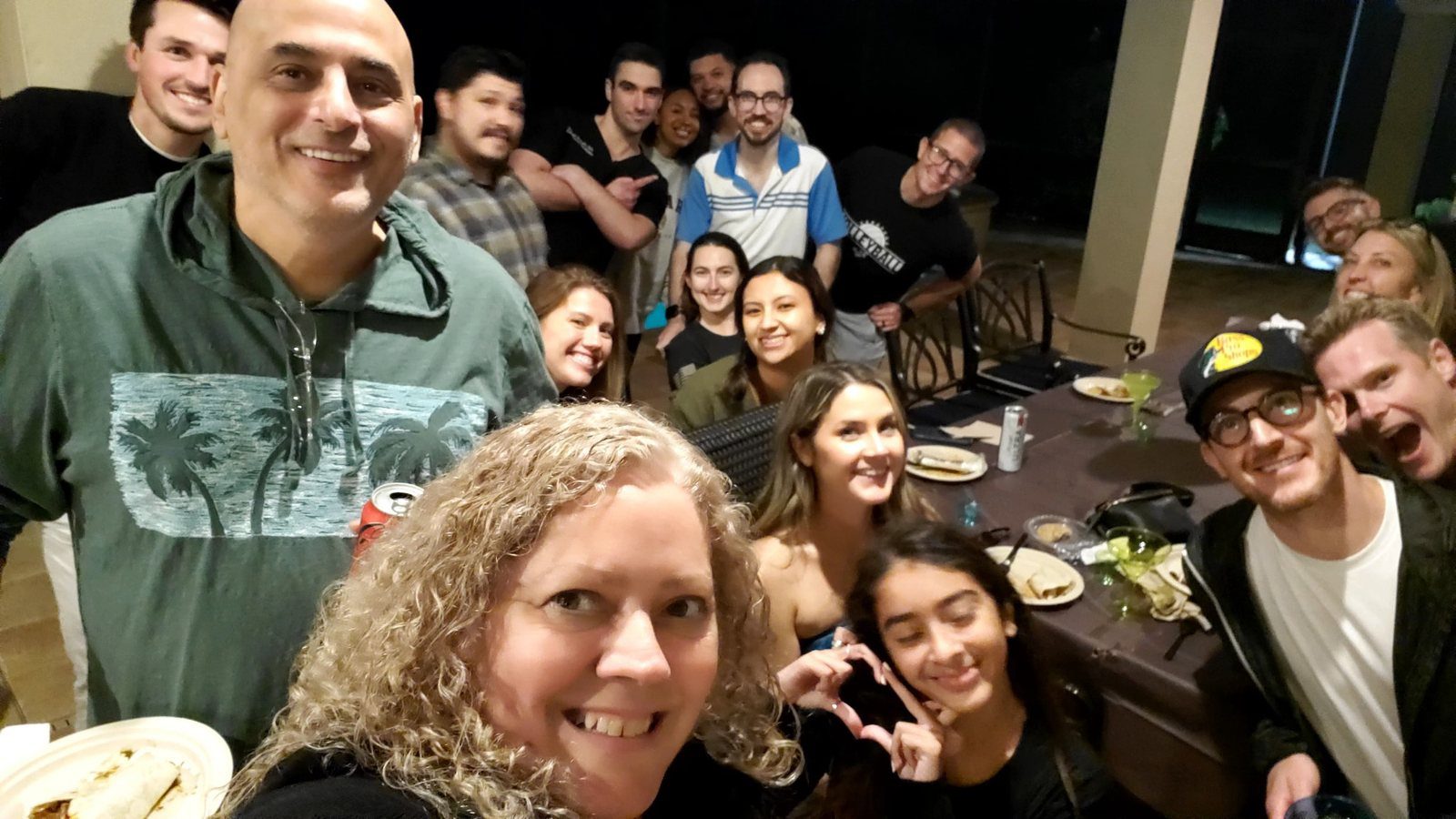 Group selfie at a gathering