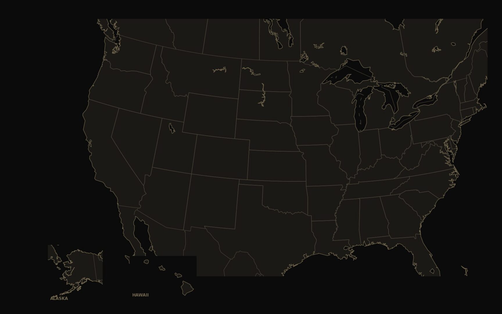 Map of the United States with state boundaries